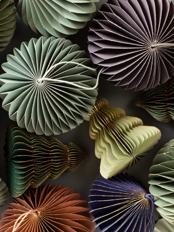 Scandinavian christmas paper honeycomb ornaments. Modern christmas decoration